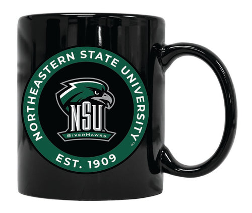 Northeastern State University Riverhawks 12 oz Black Ceramic Coffee Mug Circle Design Officially Licensed Collegiate Product