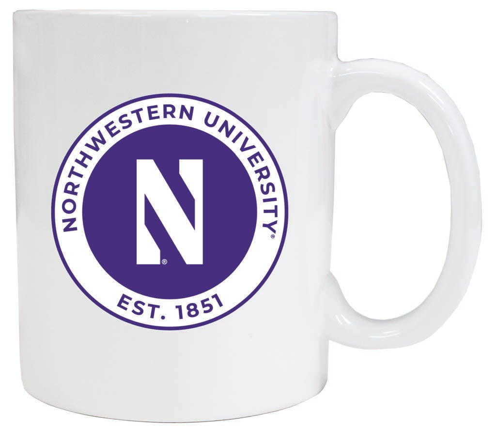 Northwestern University Wildcats 12 oz White Ceramic Coffee Mug Circle Design Officially Licensed Collegiate Product 