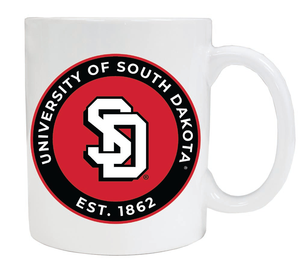 South Dakota Coyotes 12 oz White Ceramic Coffee Mug Circle Design Officially Licensed Collegiate Product 2-Pack