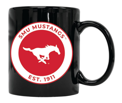 Southern Methodist University 12 oz Black Ceramic Coffee Mug Circle Design Officially Licensed Collegiate Product 2-Pack