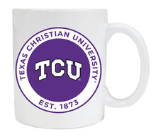 Load image into Gallery viewer, Texas Christian University 12 oz White Ceramic Coffee Mug Circle Design Officially Licensed Collegiate Product 2-Pack
