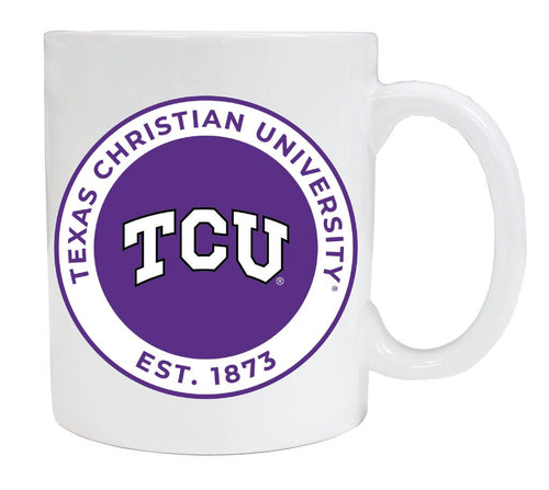 Texas Christian University 12 oz White Ceramic Coffee Mug Circle Design Officially Licensed Collegiate Product 2-Pack