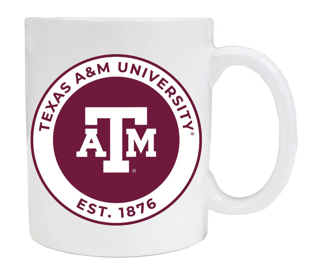 Texas A&M Aggies 12 oz White Ceramic Coffee Mug Circle Design Officially Licensed Collegiate Product 4-Pack