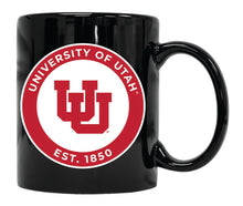 Load image into Gallery viewer, Utah Utes 12 oz Black Ceramic Coffee Mug Circle Design Officially Licensed Collegiate Product 4-Pack
