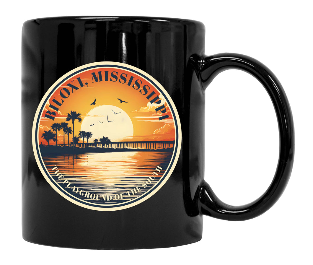 Biloxi Mississippi Design A Souvenir 12 oz Ceramic Coffee Mug Black Single