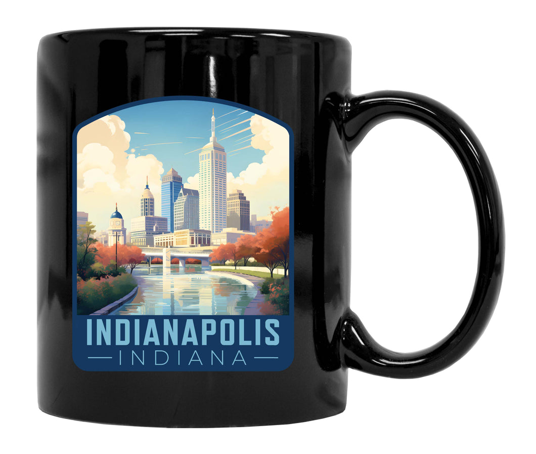 Indianapolis Indiana Design A Souvenir 12 oz Ceramic Coffee Mug Black Single