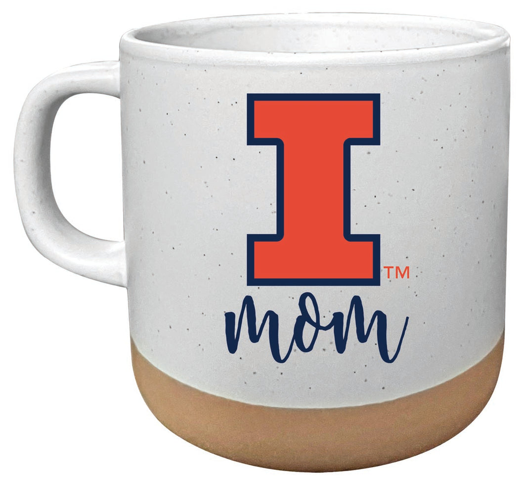 Illinois Fighting Illini 14 oz Mug with Clay Bottom Mom Design Officially Licensed