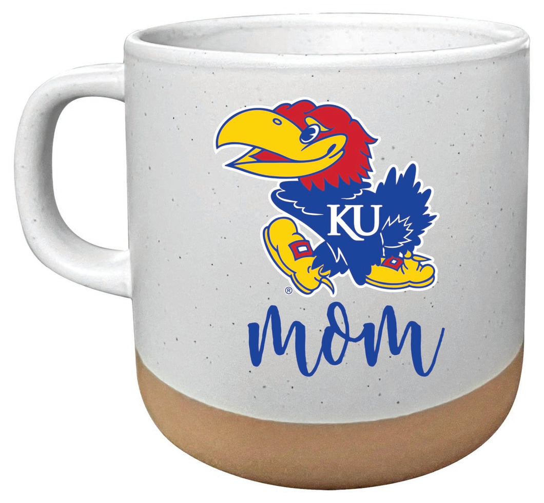 Kansas Jayhawks 14 oz Mug with Clay Bottom Mom Design Officially Licensed