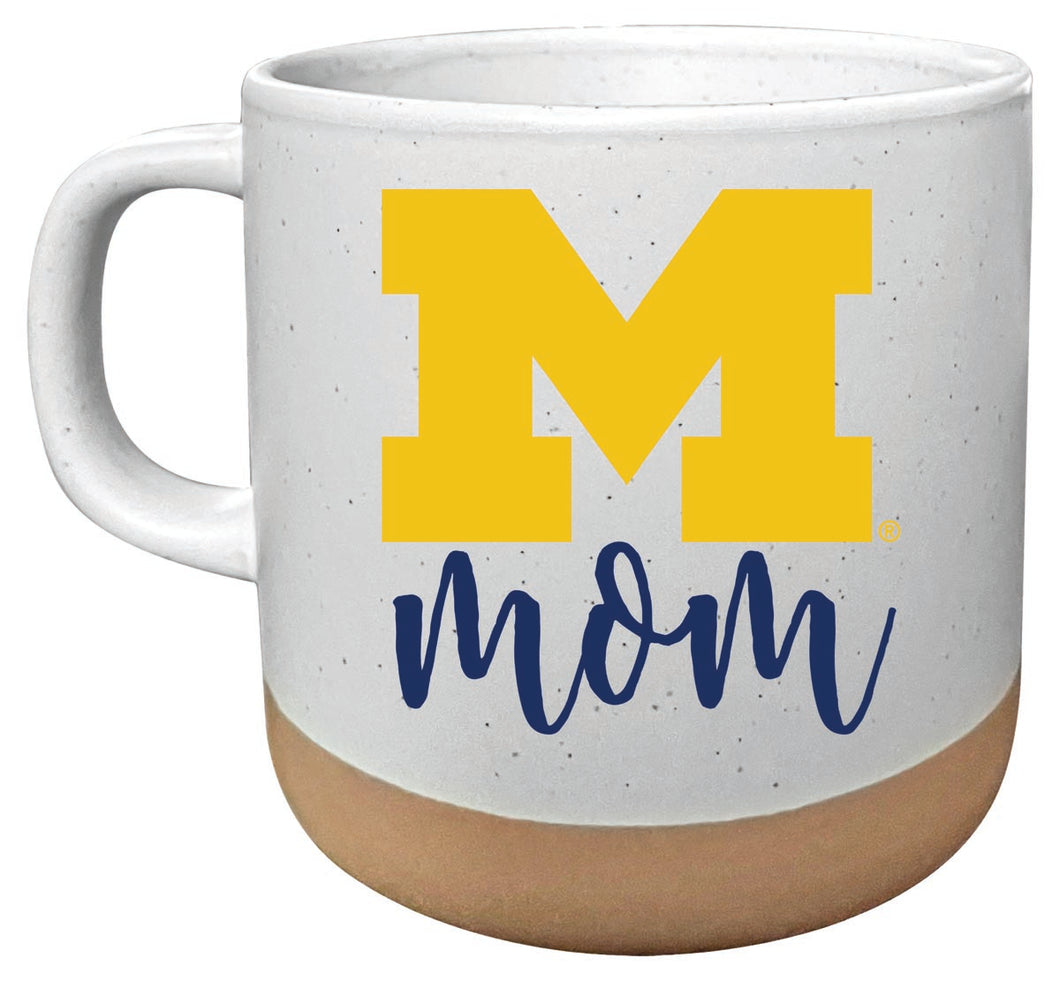 Michigan Wolverines 14 oz Mug with Clay Bottom Mom Design Officially Licensed