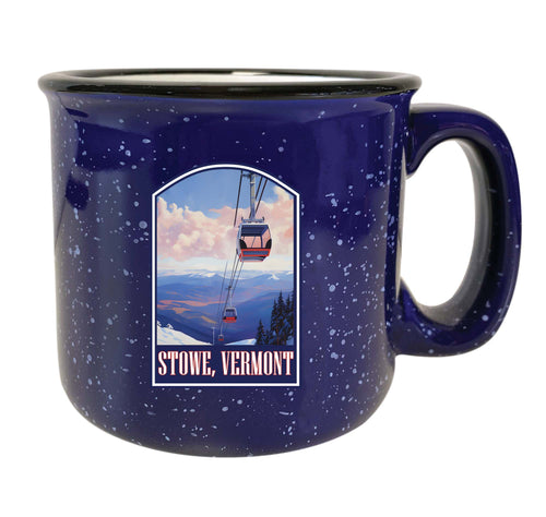 Stowe Mountain Vermont Design B Souvenir 16 oz Ceramic camping mug Navy 2-Pack