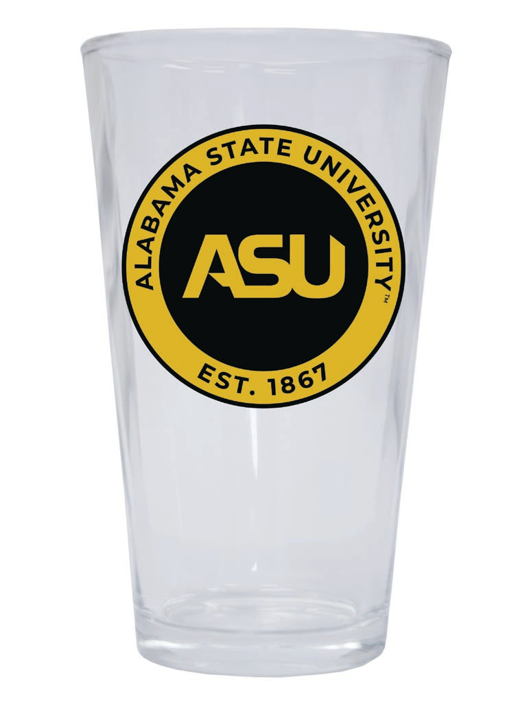 Alabama State University 16 oz Pint Glass Circle Design Officially Licensed Collegiate Product 2-Pack