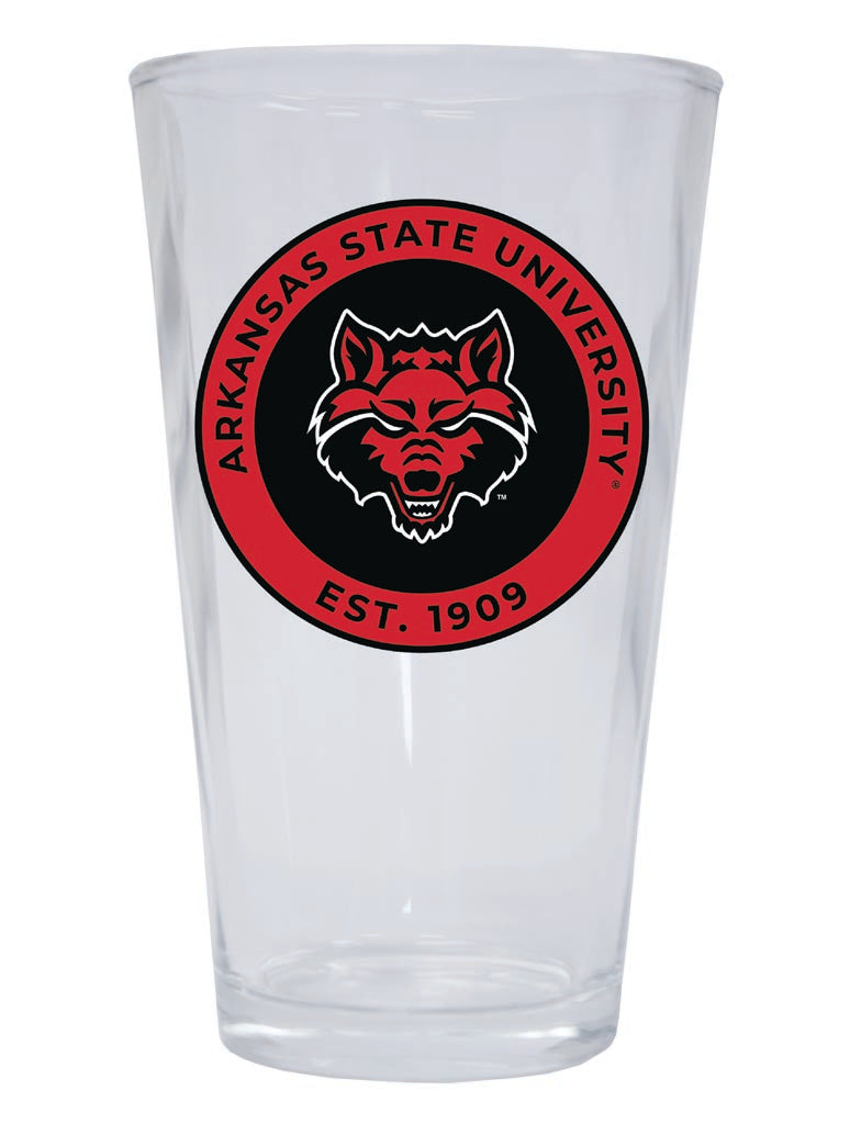 Arkansas State 16 oz Pint Glass Circle Design Officially Licensed Collegiate Product Single