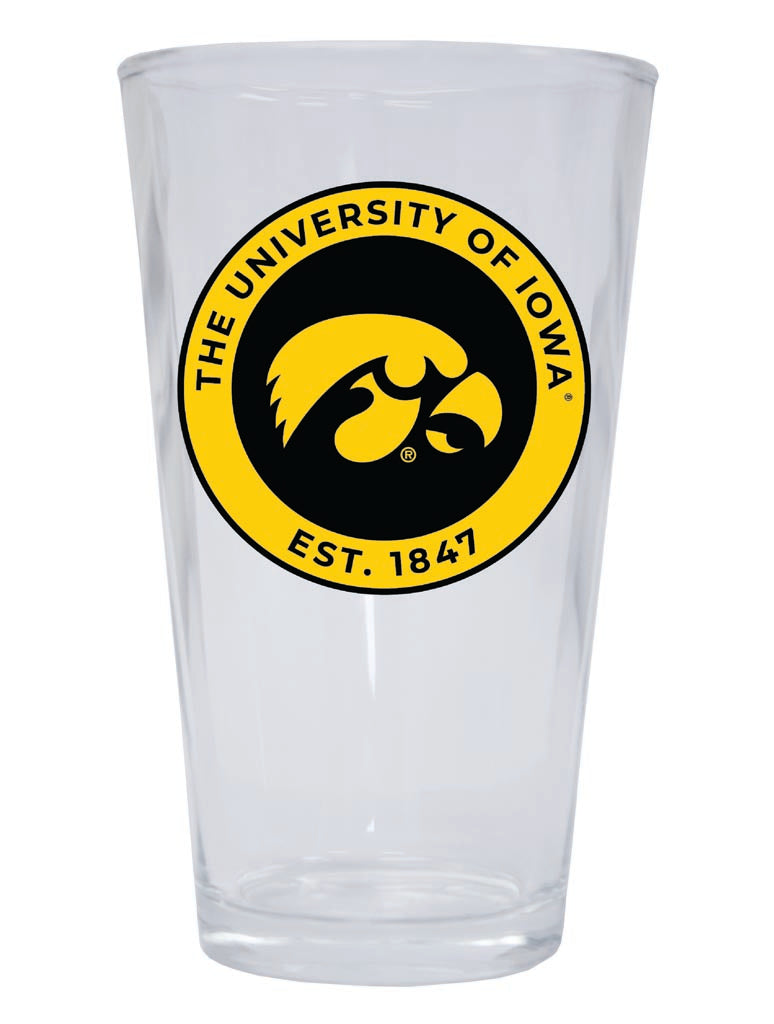 Iowa Hawkeyes 16 oz Pint Glass Circle Design Officially Licensed Collegiate Product 4-Pack