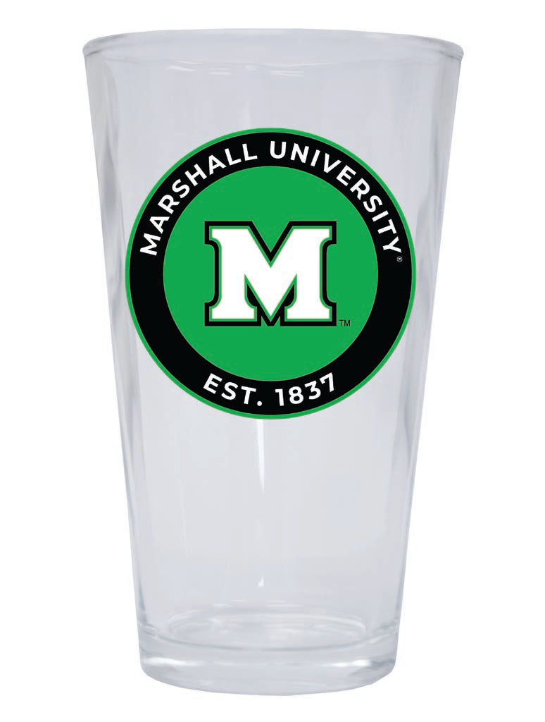 Marshall Thundering Herd 16 oz Pint Glass Circle Design Officially Licensed Collegiate Product 2-Pack