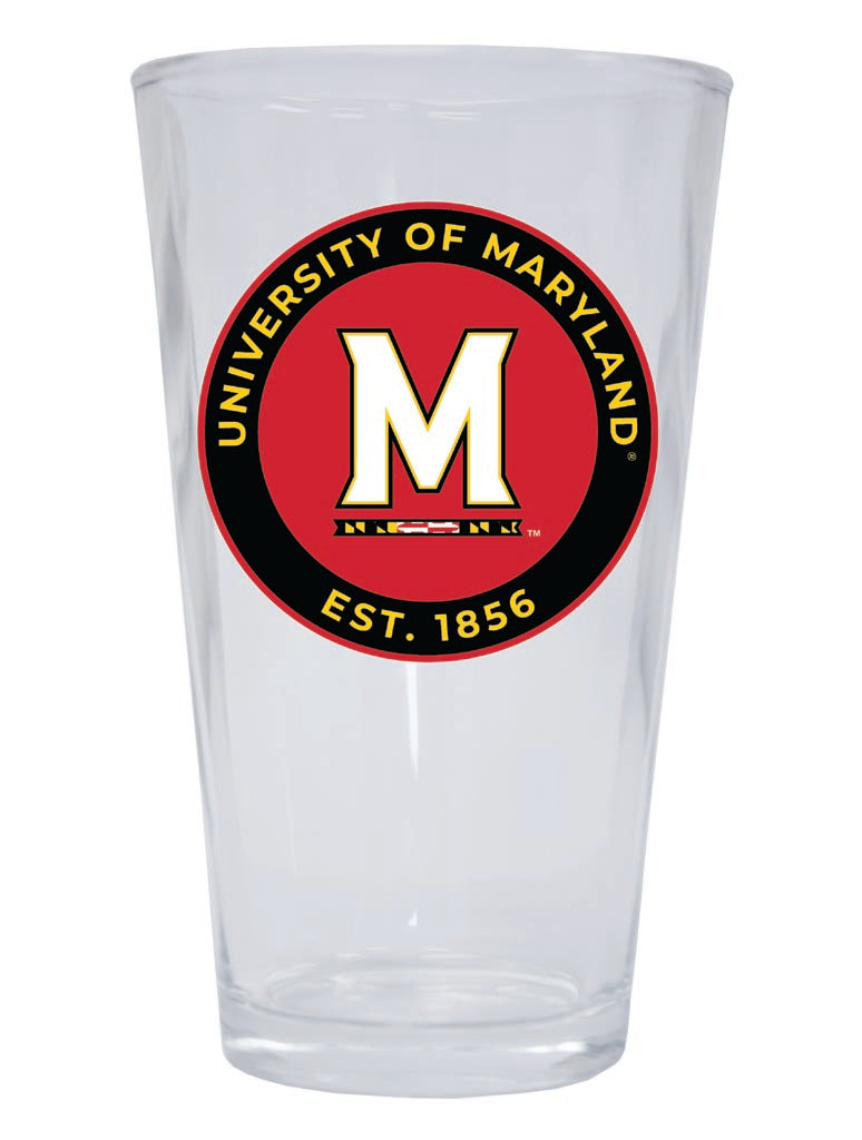 Maryland Terrapins 16 oz Pint Glass Circle Design Officially Licensed Collegiate Product 2-Pack