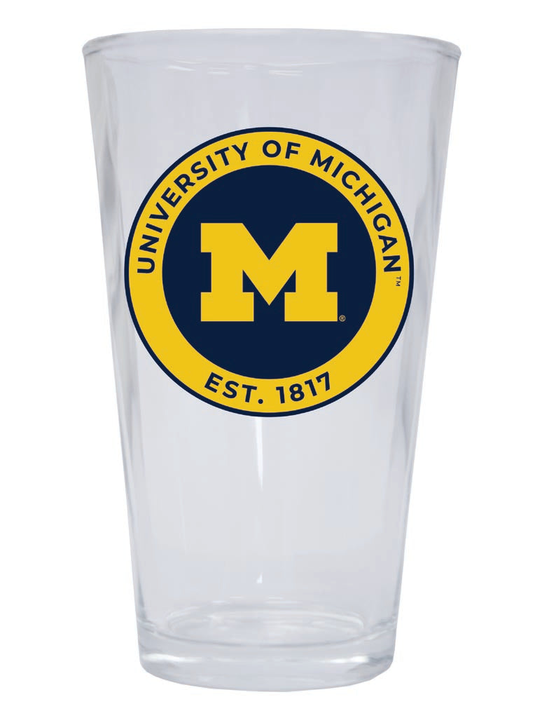 Michigan Wolverines 16 oz Pint Glass Circle Design Officially Licensed Collegiate Product Single