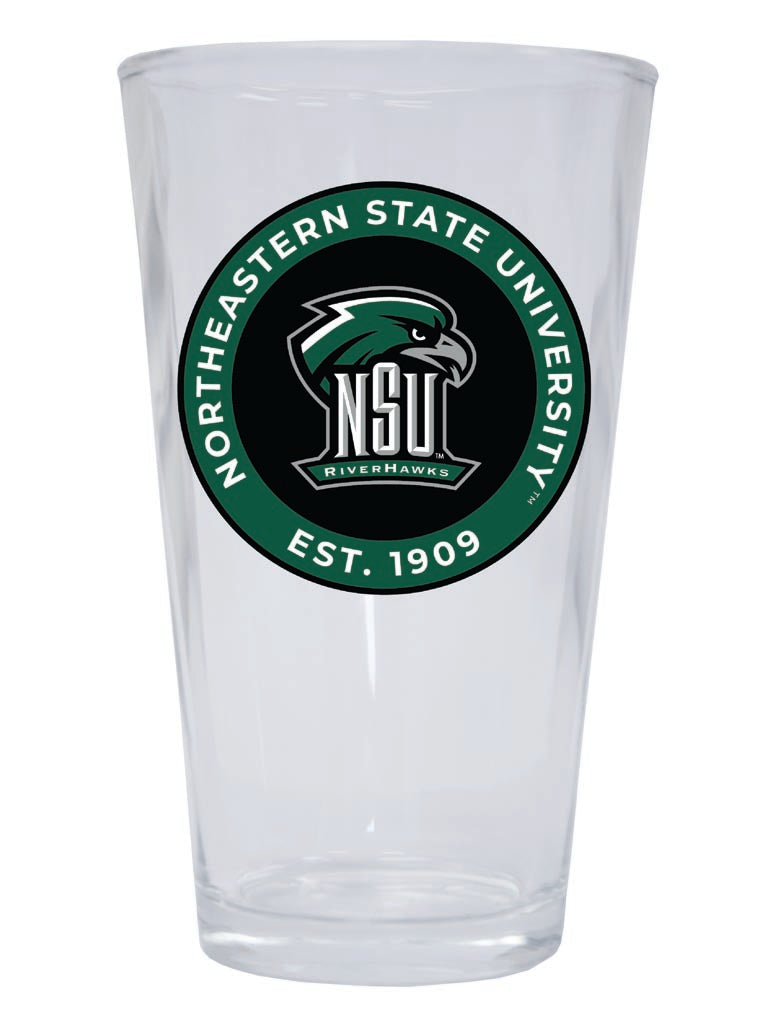 Northeastern State University Riverhawks 16 oz Pint Glass Circle Design Officially Licensed Collegiate Product 2-Pack