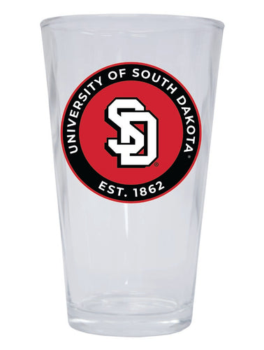 South Dakota Coyotes 16 oz Pint Glass Circle Design Officially Licensed Collegiate Product 2-Pack