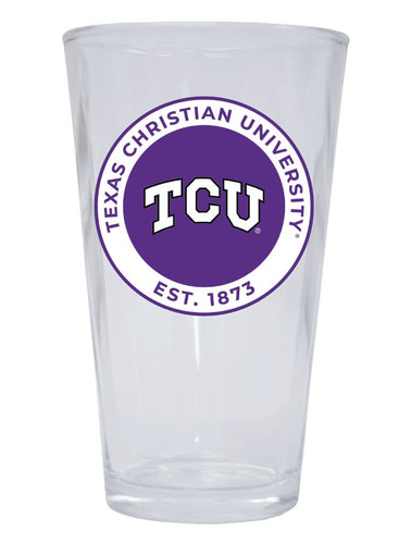 Texas Christian University 16 oz Pint Glass Circle Design Officially Licensed Collegiate Product 2-Pack