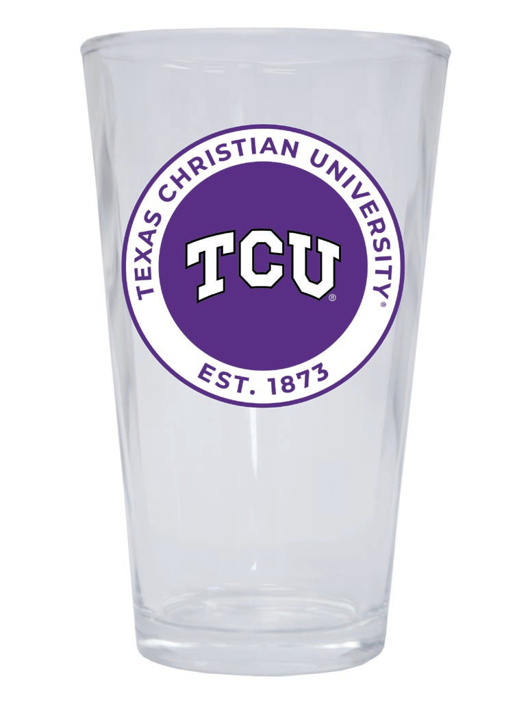 Texas Christian University 16 oz Pint Glass Circle Design Officially Licensed Collegiate Product 2-Pack