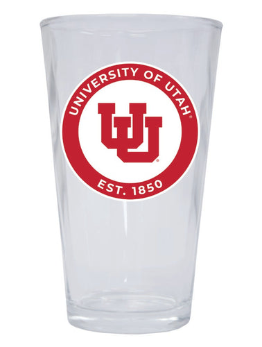 Utah Utes 16 oz Pint Glass Circle Design Officially Licensed Collegiate Product Single