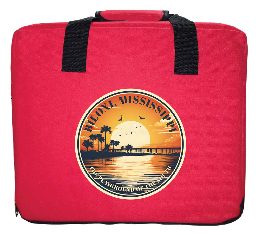 Biloxi Mississippi Design A Souvenir Destination Seat Cushion Red Red