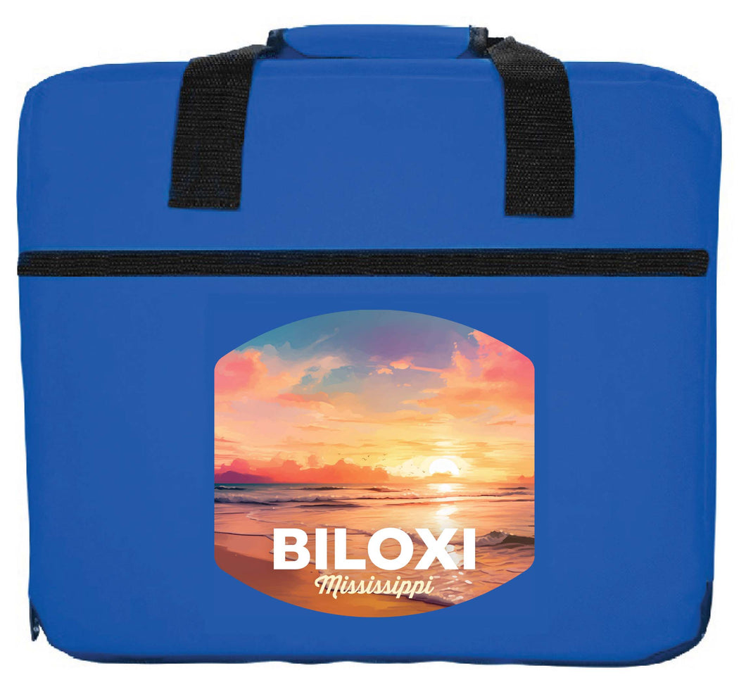 Biloxi Mississippi Design B Souvenir Destination Seat Cushion Blue Blue