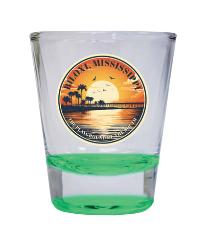 Biloxi Mississippi Design A Souvenir 2 Ounce Shot Glass Round Green 4-Pack