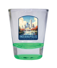 Load image into Gallery viewer, Indianapolis Indiana Design A Souvenir 2 Ounce Shot Glass Round Green Single
