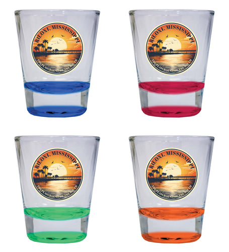 Biloxi Mississippi Design A Souvenir 2 Ounce Shot Glass Round 4-Pack Multicolor 