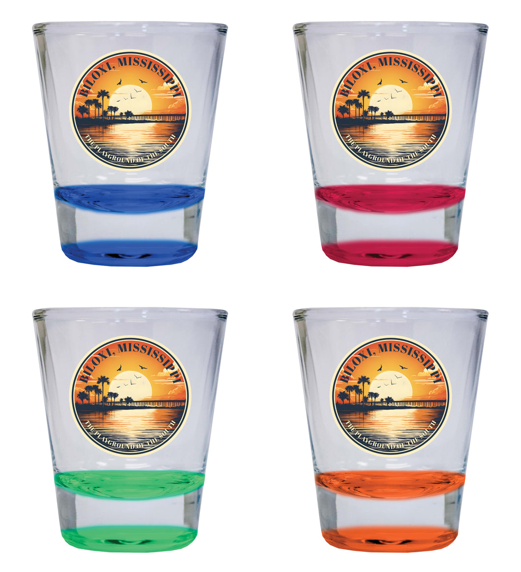 Biloxi Mississippi Design A Souvenir 2 Ounce Shot Glass Round 4-Pack Multicolor 