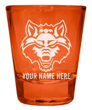 Load image into Gallery viewer, Arkansas State Customizable Engraved Full Color 2oz Shot Glass Orange Officially Licensed Collegiate Product 4-Pack
