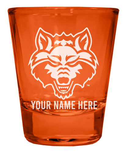 Arkansas State Customizable Engraved Full Color 2oz Shot Glass Orange Officially Licensed Collegiate Product 4-Pack