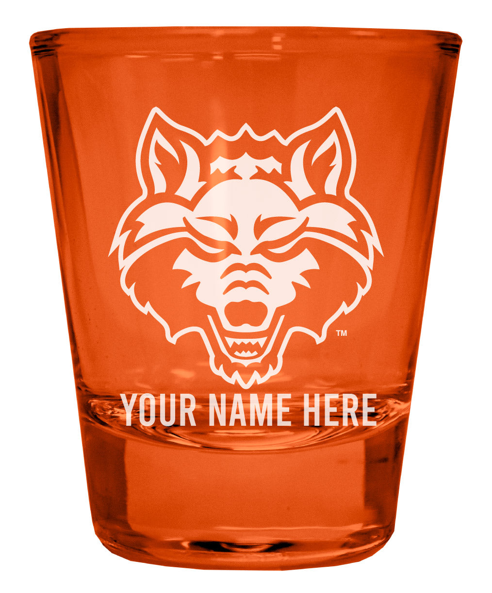 Arkansas State Customizable Engraved Full Color 2oz Shot Glass Orange Officially Licensed Collegiate Product 4-Pack