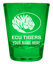 Load image into Gallery viewer, East Central University Tigers Customizable Engraved Full Color 2oz Shot Glass Green Officially Licensed Collegiate Product 2-Pack
