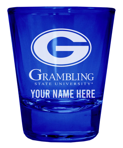 Grambling State Tigers Customizable Engraved Full Color 2oz Shot Glass Blue Officially Licensed Collegiate Product 2-Pack