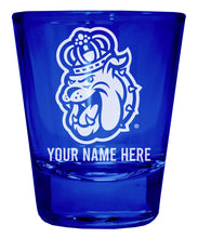 Load image into Gallery viewer, James Madison Dukes Customizable Engraved Full Color 2oz Shot Glass Blue Officially Licensed Collegiate Product Single
