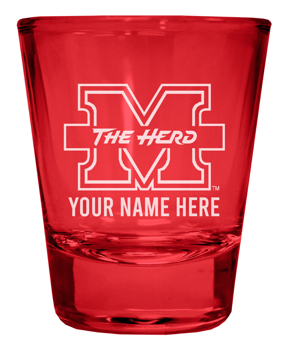 Marshall Thundering Herd Customizable Engraved Full Color 2oz Shot Glass Red Officially Licensed Collegiate Product 4-Pack