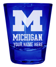 Load image into Gallery viewer, Michigan Wolverines Customizable Engraved Full Color 2oz Shot Glass Officially Licensed Collegiate Product
