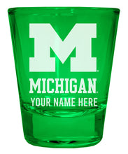 Load image into Gallery viewer, Michigan Wolverines Customizable Engraved Full Color 2oz Shot Glass Officially Licensed Collegiate Product
