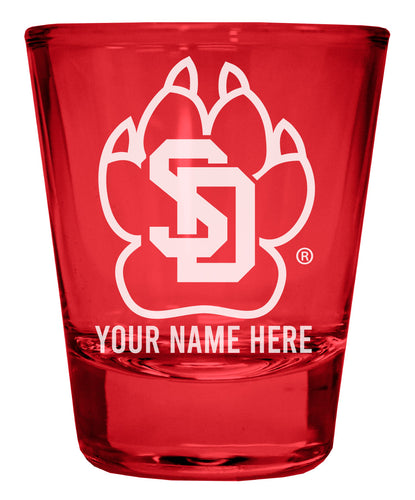 South Dakota Coyotes Customizable Engraved Full Color 2oz Shot Glass Red Officially Licensed Collegiate Product Single