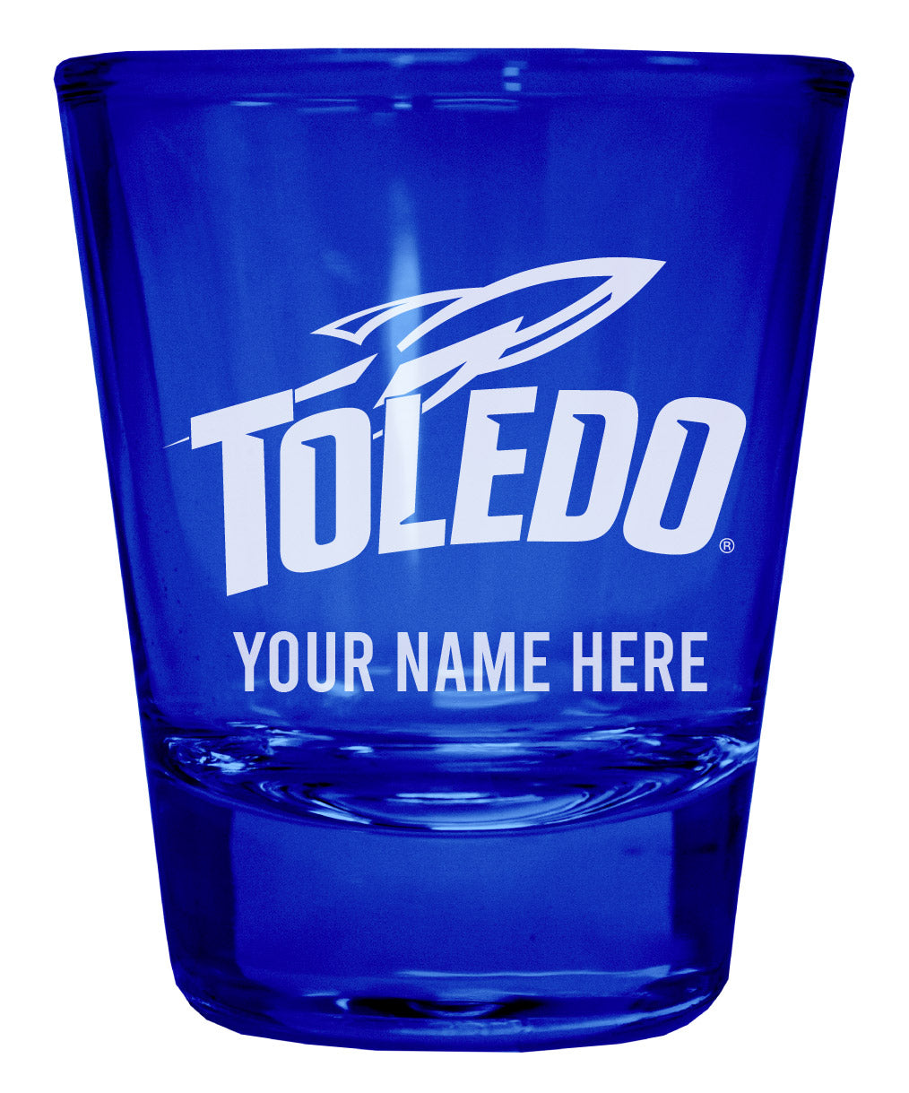 Toledo Rockets Customizable Engraved Full Color 2oz Shot Glass Blue Officially Licensed Collegiate Product 2-Pack