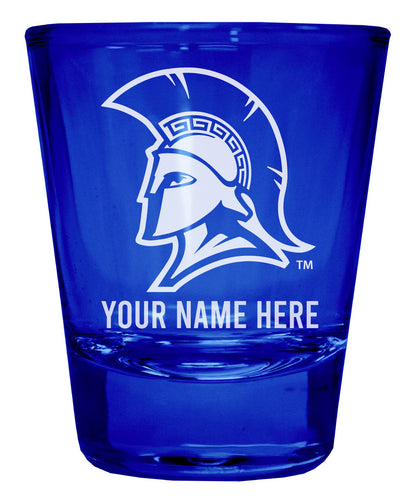 North Carolina Greensboro Spartans Customizable Engraved Full Color 2oz Shot Glass Blue Officially Licensed Collegiate Product 4-Pack