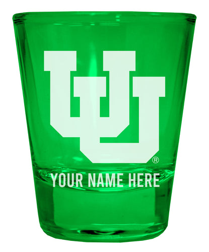 Utah Utes Customizable Engraved Full Color 2oz Shot Glass Green Officially Licensed Collegiate Product 2-Pack