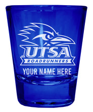 Load image into Gallery viewer, UTSA Road Runners Customizable Engraved Full Color 2oz Shot Glass Officially Licensed Collegiate Product
