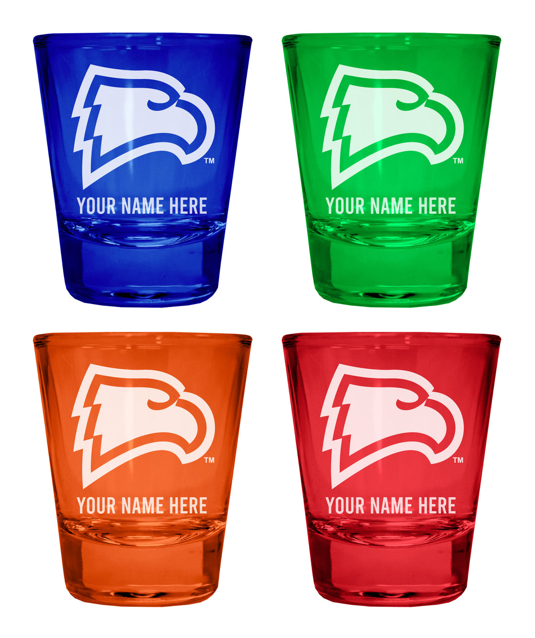 Winthrop University Customizable Engraved Full Color 2oz Shot Glass Multicolor Officially Licensed Collegiate Product 4-Pack