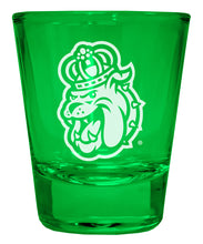 Load image into Gallery viewer, James Madison Dukes Engraved Full Color 2oz Shot Glass Green Officially Licensed Collegiate Product 2-Pack
