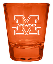 Load image into Gallery viewer, Marshall Thundering Herd Engraved Full Color 2oz Shot Glass Orange Officially Licensed Collegiate Product 4-Pack
