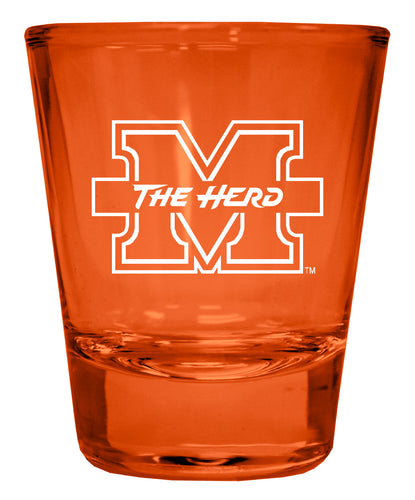 Marshall Thundering Herd Engraved Full Color 2oz Shot Glass Orange Officially Licensed Collegiate Product 4-Pack