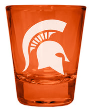 Load image into Gallery viewer, Michigan State Spartans Engraved Full Color 2oz Shot Glass Orange Officially Licensed Collegiate Product 4-Pack
